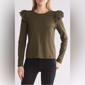 NEW! Joe’s Eyelet Ruffle Long Sleeve Top